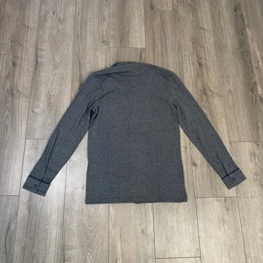 J.Crew Pajama Top Mens XS Heather Gray Long Sleeve Button Up Cotton Jersey Blend